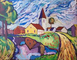 Original art for sale at UGallery.com | Country Church by Robert Hofherr | $1,075 | acrylic painting | 24' h x 30' w | photo 1