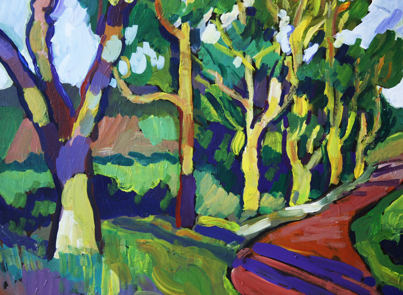 Road with Large Trees by Robert Hofherr |  Closeup View of Artwork 