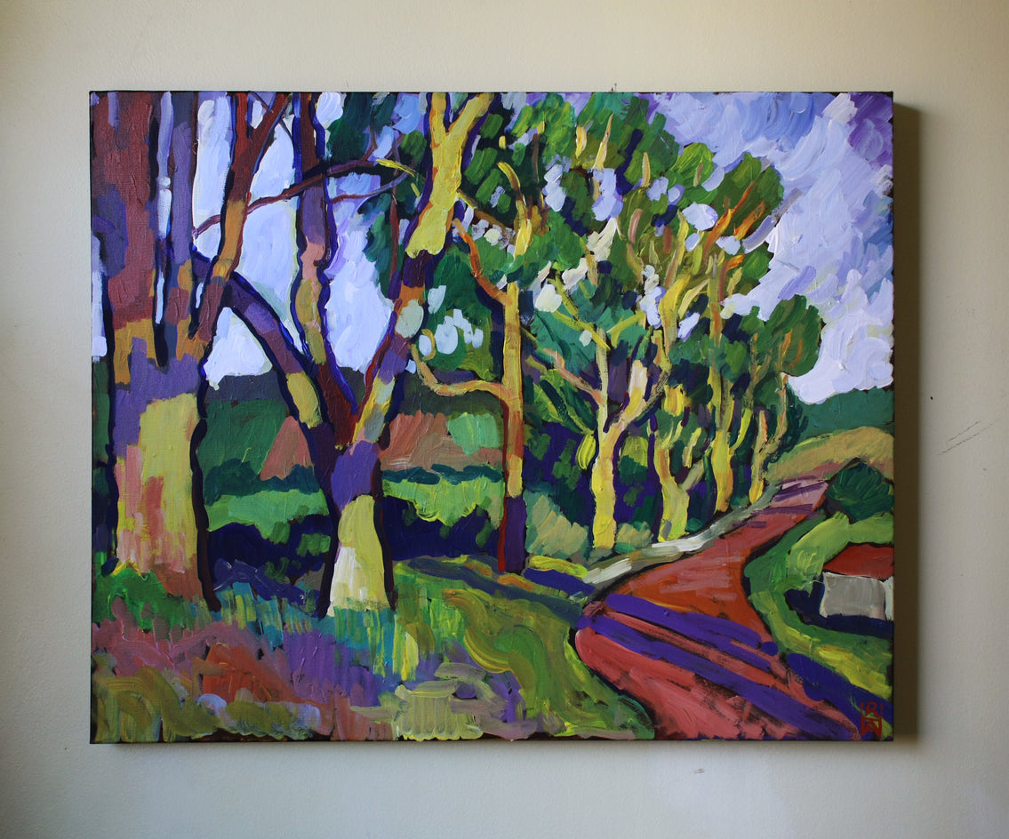 Road with Large Trees by Robert Hofherr |  Context View of Artwork 