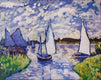 Original art for sale at UGallery.com | Saturday Sails by Robert Hofherr | $1,000 | acrylic painting | 22' h x 28' w | thumbnail 1