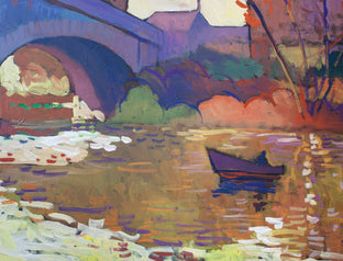Solitary Fisherman by Robert Hofherr |   Closeup View of Artwork 