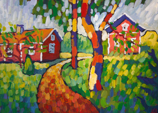 Two Cottages by Robert Hofherr |   Closeup View of Artwork 