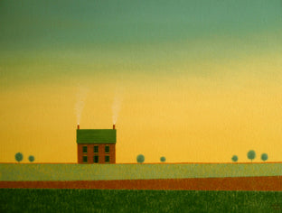 Original art for sale at UGallery.com | Old Farmhouse and Abstracted Fields by Sharon France | $725 | acrylic painting | 12' h x 16' w | photo 1