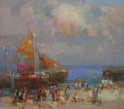 Original art for sale at UGallery.com | Harbor by Vahe Yeremyan | $1,500 | oil painting | 36' h x 24' w | thumbnail 2