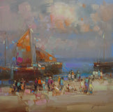 Original art for sale at UGallery.com | Harbor by Vahe Yeremyan | $1,500 | oil painting | 36' h x 24' w | thumbnail 4