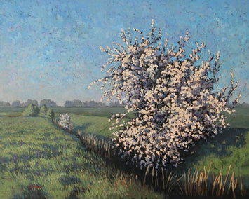 oil painting by Stefan Conka titled Wild Plum Blossoms