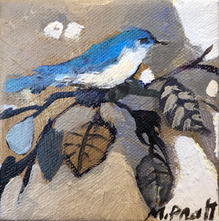 Original art for sale at UGallery.com | Bluebird by Mary Pratt | $75 | oil painting | 4' h x 4' w | photo 1