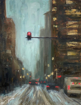 Original art for sale at UGallery.com | A Snowy Day by Yangzi Xu | $400 | oil painting | 14' h x 11' w | photo 1