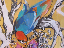 Original art for sale at UGallery.com | Bird Reaching For Blossoms by Colette Wirz Nauke | $225 | acrylic painting | 12' h x 12' w | thumbnail 4