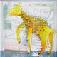 Original art for sale at UGallery.com | Yellow Deer by Libby Ramage | $75 | mixed media artwork | 4' h x 4' w | thumbnail 1