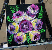 Original art for sale at UGallery.com | My Favorite Peonies by Lisa Elley | $300 | oil painting | 10' h x 10' w | thumbnail 2