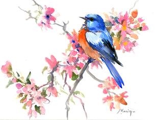 Spring, Bluebird and Sakura Blossom by Suren Nersisyan |  Artwork Main Image 