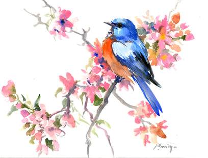 Spring, Bluebird and Sakura Blossom by Suren Nersisyan | Artwork Main Image
