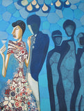 Original art for sale at UGallery.com | In Good Company by Diana Elena Chelaru | $1,600 | acrylic painting | 36' h x 28' w | thumbnail 1