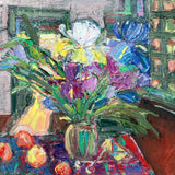 Original art for sale at UGallery.com | Interior with Irises by James Hartman | $550 | oil painting | 12' h x 12' w | thumbnail 1