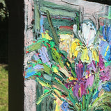 Original art for sale at UGallery.com | Interior with Irises by James Hartman | $550 | oil painting | 12' h x 12' w | thumbnail 2