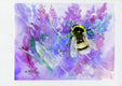 Original art for sale at UGallery.com | Bumblebee and Lavender Flowers by Suren Nersisyan | $275 | watercolor painting | 11' h x 14' w | thumbnail 2