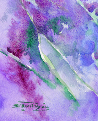 Original art for sale at UGallery.com | Bumblebee and Lavender Flowers by Suren Nersisyan | $275 | watercolor painting | 11' h x 14' w | photo 4