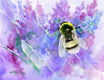 Original art for sale at UGallery.com | Bumblebee and Lavender Flowers by Suren Nersisyan | $275 | watercolor painting | 11' h x 14' w | thumbnail 1