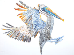 Original art for sale at UGallery.com | Brown Pelican Incoming by Emil Morhardt | $2,600 | acrylic painting | 36' h x 48' w | photo 1
