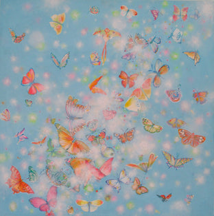 Original art for sale at UGallery.com | Fluffs and Butterflies by Natasha Tayles | $950 | acrylic painting | 24' h x 24' w | photo 1