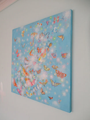 Original art for sale at UGallery.com | Fluffs and Butterflies by Natasha Tayles | $950 | acrylic painting | 24' h x 24' w | photo 2