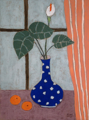 Two Oranges and Blue Vase by Feng Biddle |  Artwork Main Image 
