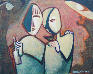 Original art for sale at UGallery.com | Sharing a Drink by Diana Elena Chelaru | $275 | acrylic painting | 8' h x 10' w | photo 1