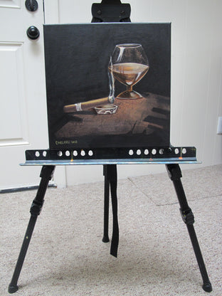 Original art for sale at UGallery.com | Smoking a Cigar by Diana Elena Chelaru | $500 | acrylic painting | 12' h x 12' w | photo 3