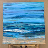 Original art for sale at UGallery.com | Another Beach Day - Commission by Alicia Dunn | $2,200 | acrylic painting | 36' h x 36' w | thumbnail 2