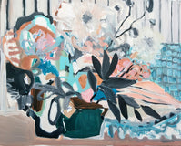 Original art for sale at UGallery.com | Flowers + Stripes by Autumn Rose | $750 | mixed media artwork | 24' h x 30' w | thumbnail 1