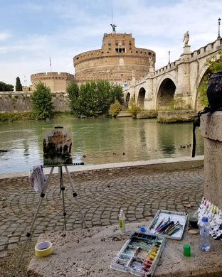 Original art for sale at UGallery.com | Castello Dell'Angelo by Maximilian Damico | $700 | watercolor painting | 15' h x 11' w | photo 3