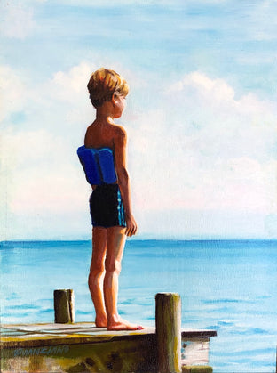 Original art for sale at UGallery.com | Dive Contemplation by Tom Manziano | $525 | acrylic painting | 12' h x 9' w | photo 1