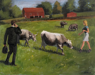 Original art for sale at UGallery.com | Six Figures by Michael Wedge | $575 | oil painting | 16' h x 20' w | photo 1