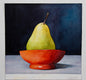 Original art for sale at UGallery.com | Green Pear with Red Bowl by Dwight Smith | $225 | watercolor painting | 8' h x 8' w | thumbnail 3