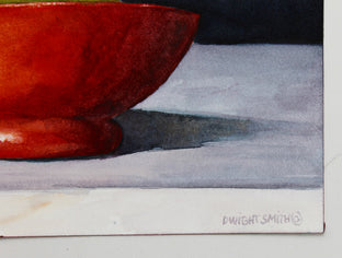 Green Pear with Red Bowl by Dwight Smith |  Side View of Artwork 