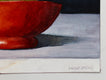 Original art for sale at UGallery.com | Green Pear with Red Bowl by Dwight Smith | $225 | watercolor painting | 8' h x 8' w | thumbnail 2
