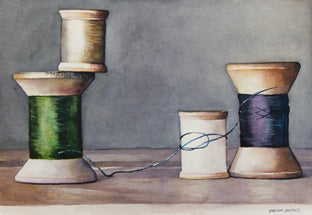 Original art for sale at UGallery.com | Winter Silos by Dwight Smith | $300 | watercolor painting | 7' h x 10' w | photo 1