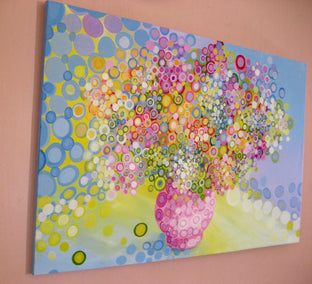 Original art for sale at UGallery.com | Flowers in Pink Vase by Natasha Tayles | $1,000 | acrylic painting | 24' h x 36' w | photo 2