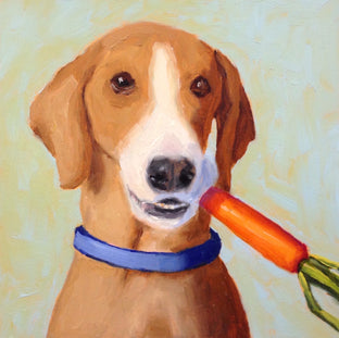 Original art for sale at UGallery.com | Hound with Carrot by Pat Doherty | $225 | oil painting | 6' h x 6' w | photo 1
