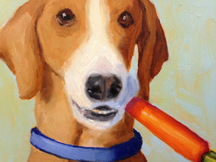 Original art for sale at UGallery.com | Hound with Carrot by Pat Doherty | $225 | oil painting | 6' h x 6' w | photo 4