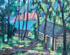 Original art for sale at UGallery.com | Cabins by the Lake by James Hartman | $1,575 | oil painting | 24' h x 30' w | thumbnail 1