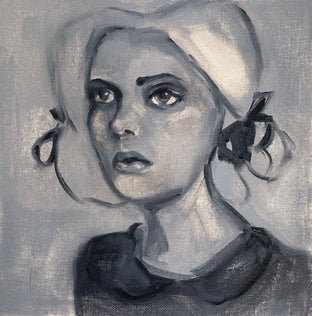 Original art for sale at UGallery.com | Penelope, 1904 (in greyscale) by Malia Pettit | $225 | oil painting | 8' h x 8' w | photo 1