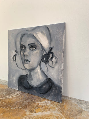 Original art for sale at UGallery.com | Penelope, 1904 (in greyscale) by Malia Pettit | $225 | oil painting | 8' h x 8' w | photo 2