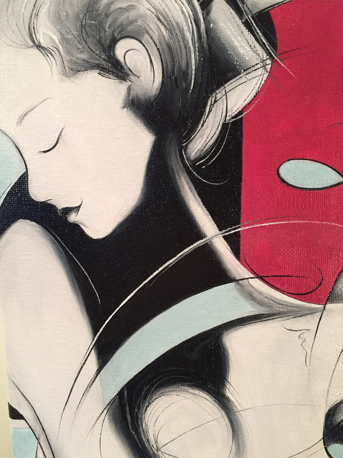 Ruby & Teal by Sumner Crenshaw |  Closeup View of Artwork 