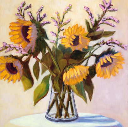 Sunflowers in Glass Vase by Pat Doherty | Artwork Main Image