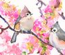 Original art for sale at UGallery.com | Titmice and Cherry Blossom by Suren Nersisyan | $300 | watercolor painting | 11' h x 14' w | thumbnail 4