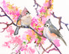 Original art for sale at UGallery.com | Titmice and Cherry Blossom by Suren Nersisyan | $300 | watercolor painting | 11' h x 14' w | thumbnail 1