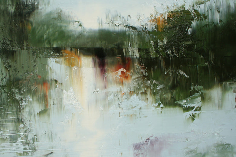 Huitt Pond - Morning by Ronda Waiksnis |   Closeup View of Artwork 