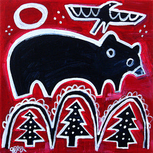 Original art for sale at UGallery.com | Baby Bear on Red by Jessica JH Roller | $400 | acrylic painting | 10' h x 10' w | photo 1